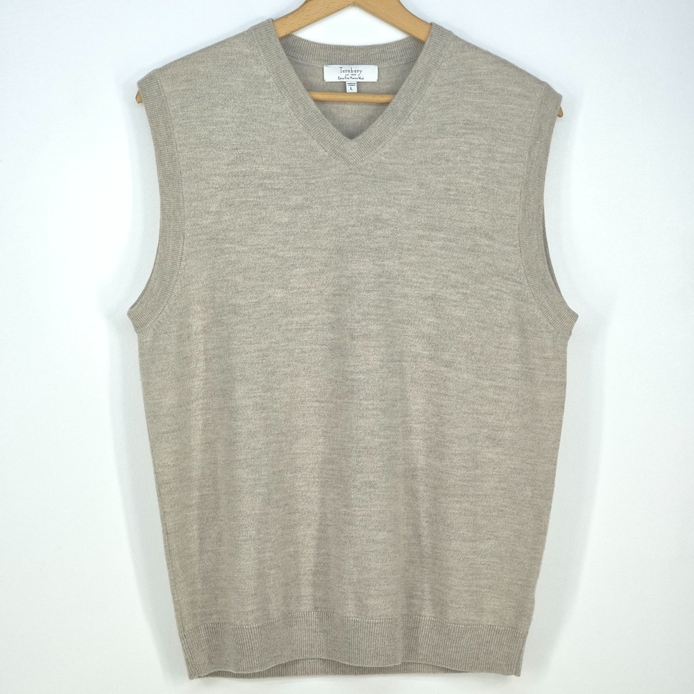 Turnbury Wool Sweater Vest Men's Large Tan Academia Preppy Dad Golf Outdoor Cozy